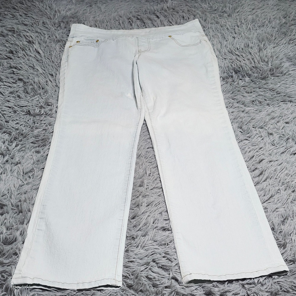 Jag Jeans High Rise Straight Leg Jeans Women Size 16 Bleach Wash Denim Pull On